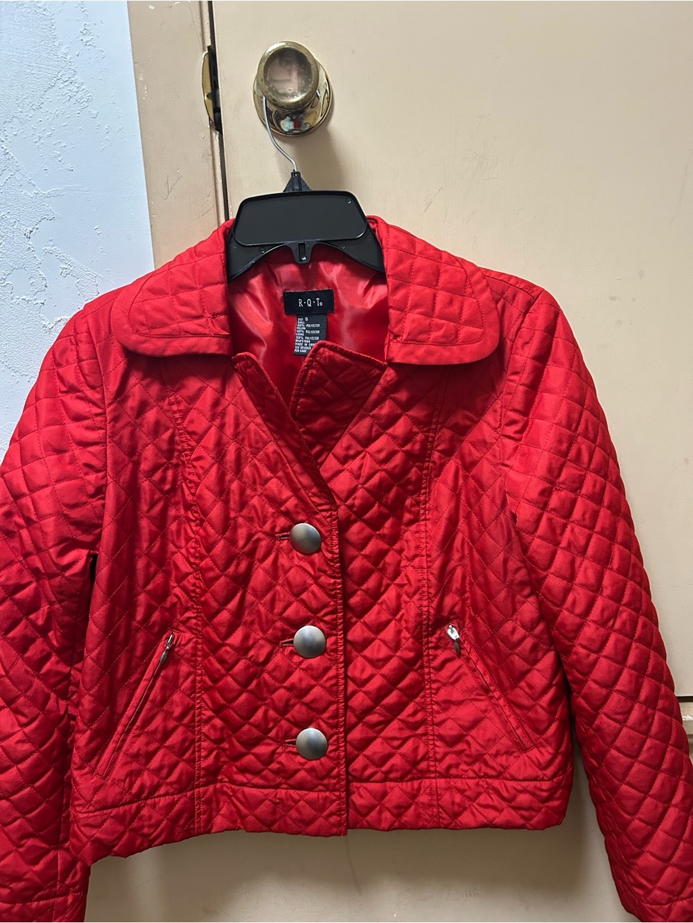 RQT Women’s Red Quilted Look Stylish Lightweight Jacket